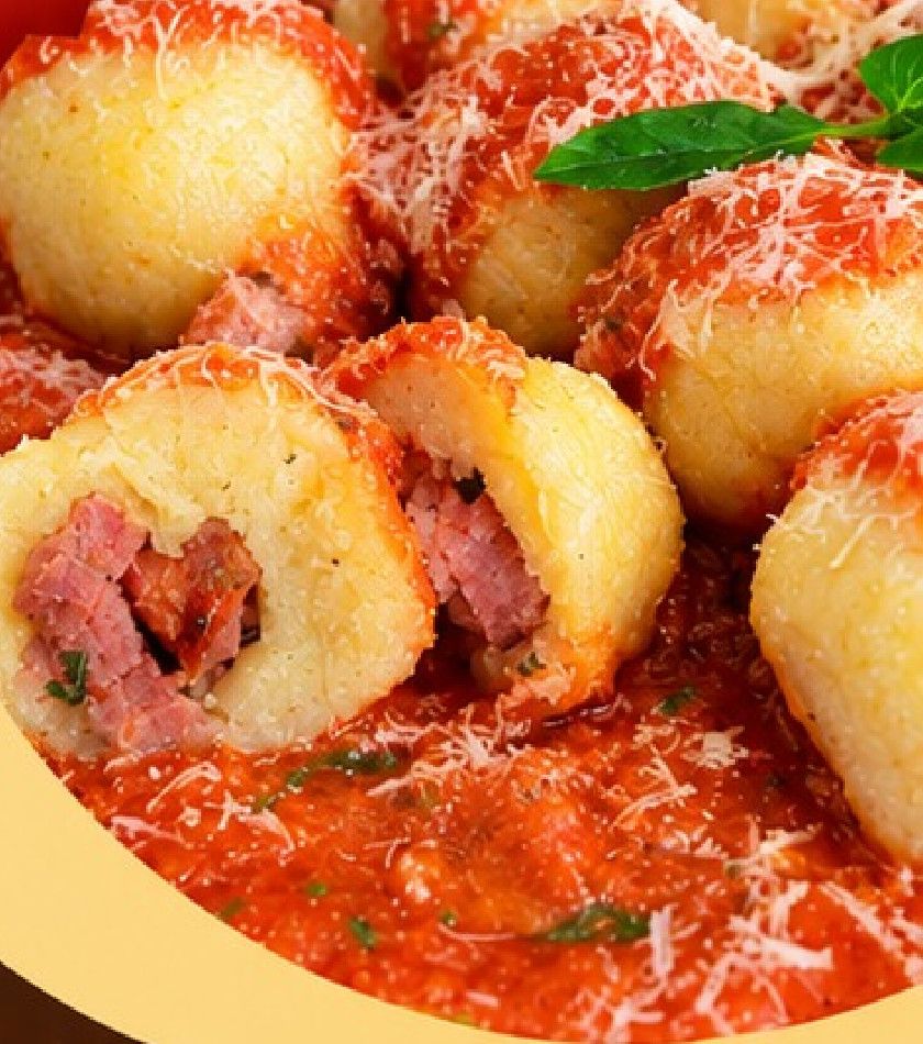Nhoque de calabresa com queijo